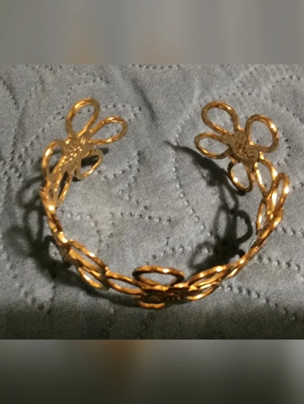 Gold Floral Cutout Cuff Bracelet - Women Jewelry